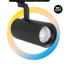 Projecteur LED pour rail monophasé 35W CCT réglable sur 3 températures différentes de 3000-6000ºK - ZOOM 20º- 60º - CRI 90