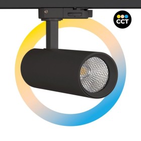 Projecteur LED pour rail triphasé 15W - CCT réglable sur 3 températures différentes de 3000-6000ºK - CRI90 - 1350 lm