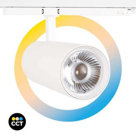Projecteur LED pour rail triphasé 36W - CCT réglable sur 3 températures de 3000-6000ºK - dimmable TRIAC - CRI90 - 3300 lm