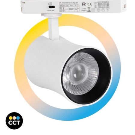 Spot LED architectural pour rail monophasé - CCT réglable sur 3 températures différentes de 3000-6000ºK - 40W - CRI 90