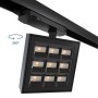 Spot LED carré pour rail triphasé - Puissance réglable : 12-40W - Blanc neutre 4000K - CRI90 - Angle 35° x 70°