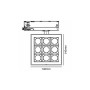 Spot LED carré pour rail triphasé - Puissance réglable : 12-40W - Blanc neutre 4000K - CRI90 - Angle 35° x 70°