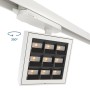 Spot LED carré pour rail triphasé - Puissance réglable : 12-40W - Blanc neutre 4000K - CRI90 - Angle 35° x 70°