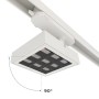 Spot LED carré pour rail triphasé - Puissance réglable : 12-40W - Blanc neutre 4000K - CRI90 - Angle 35° x 70°
