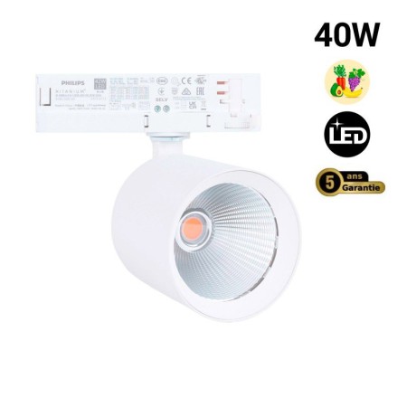 Spot LED 40W sur rail triphasé - Spécial Fruits et légumes - Driver Philips Xitanium