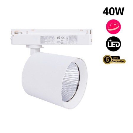 Spot LED 40W sur rail monophasé - Spécial Boucheries