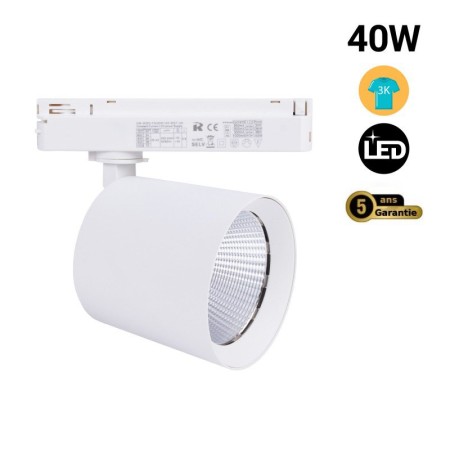 Spot LED 40W sur rail monophasé - Mode et commerce de détail