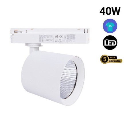 Spot LED 40W sur rail monophasé - Mode et commerce de détail
