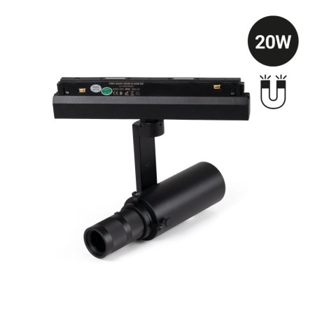 Projecteur LED orientable sur rail magnétique 48V - 20W - 20º-35º.- Blanc Chaud 3000K