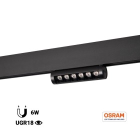 Spot LED linéaire orientable pour rail magnétique 48V- 6W - OSRAM chip - UGR18 - CRI90