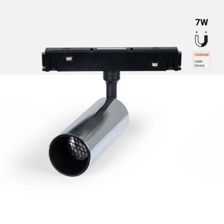Spot LED sur rail magnétique 48V - 7W - Puce OSRAM - Blanc Chaud 2700K - Couleurs