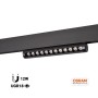 Spot LED linéaire orientable sur rail magnétique 48V - 12W - Puce OSRAM - UGR18 - CRI90