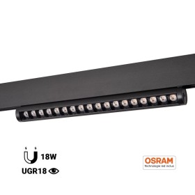 Spot LED linéaire orientable sur rail magnétique 48V - 18W - OSRAM chip - UGR18 - CRI90
