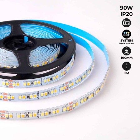 Ruban LED 24V-DC - 90W - température de couleur réglable CCT - 1800-6500K - SMD2835 - Rouleau de 5 mètres
