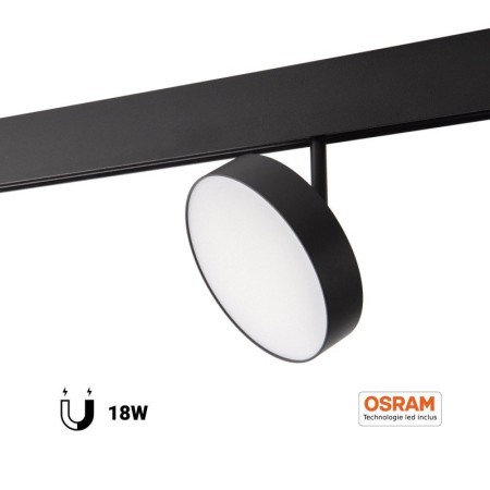 Luminaire LED circulaire sur rail magnétique 48V - Ø14,2cm - 18W - CRI90 - OSRAM