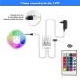 Kit ruban LED RGB de 5m avec alimentation, télécommande et contrôleur, compatible 12/24V