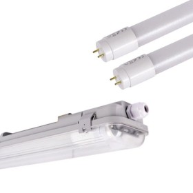 Kit Boîtier étanche double 120cm + 2 tubes LED T8 18W - 4000K