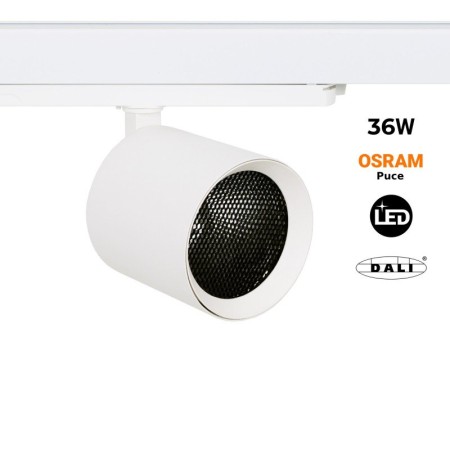 Projecteur LED 36W sur rail triphasé - DALI - CCT réglable sur 3 températures différentes de 2700-6500ºK- CRI90 - puce OSRAM
