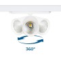 Projecteur LED 36W sur rail triphasé - DALI - CCT réglable sur 3 températures différentes de 2700-6500ºK- CRI90 - puce OSRAM