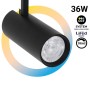 Projecteur LED sur rail monophasé - 36W - CCT réglable sur 3 températures différentes de 3000-6500ºK - dimmable TRIAC - CRI90