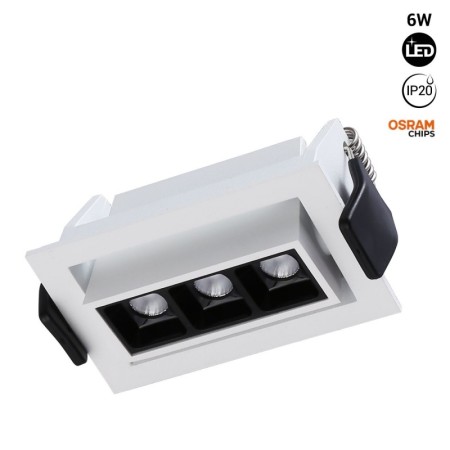 Spot LED encastrable linéaire 6W - Orientable - UGR18 - IRC90 - Puce OSRAM - Blanc Chaud 2800K