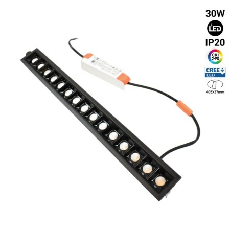 Linéaire LED Encastrable 30W UGR18 - Blanc Chaud 2700K