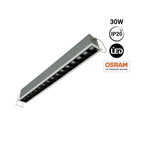 Linéaire LED Encastrable 30W UGR18 - Blanc Chaud 2700K