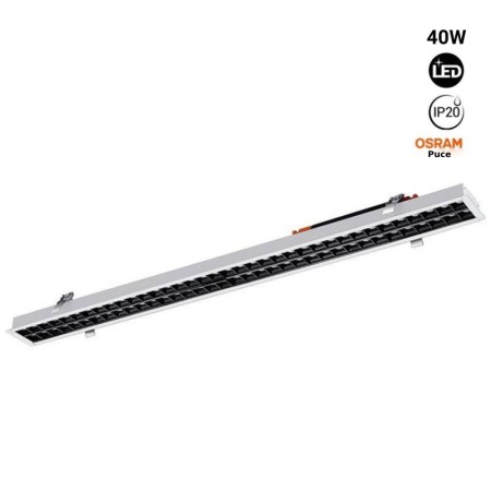 Spot LED Linéaire Encastrable 40W UGR18 Puces Osram - Blanc Chaud 2700K
