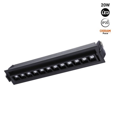 Spot LED encastré linéaire 20W - Orientable - UGR18 - IRC90 - Puce OSRAM - Blanc Chaud 2800K