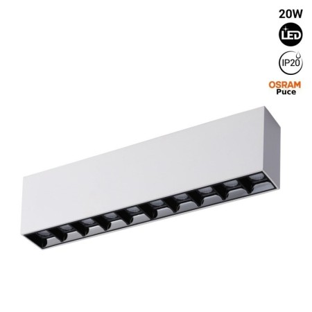 Spot LED linéaire de surface blanc - 20W - UGR18 - IRC90 - OSRAM Chip
