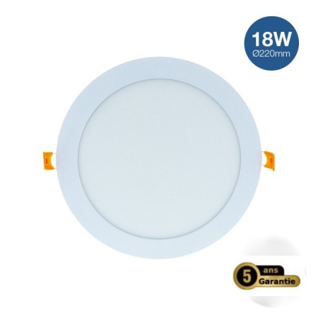 Spot LED extra-plat encastrable circulaire 18W - Découpe Ø 205 mm