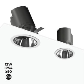 Spot LED encastrable rond COB - 12W - Orientable - Faible UGR - IP54 - Blanc chaud 2700K