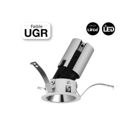 Spot LED encastrable rond ajustable 5W COB IP20 faible UGR - Blanc chaud 2700K