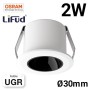 Mini spot LED encastrable rond 2W faible UGR