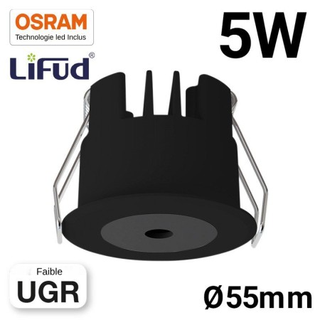 Mini spot LED encastrable rond 5W faible UGR 55x43,1mm - Blanc chaud 2700K