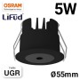 Mini spot LED encastrable rond 5W faible UGR 55x43,1mm - Blanc chaud 2700K