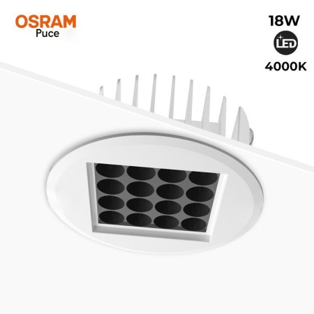 Spot LED encastrable rond 18W 24º UGR18 puce Osram