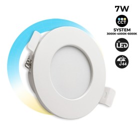 Spot LED encastrable rond étanche CCT réglable sur 3 températures différentes de 3000-6500ºK - 7W - IP44 - Coupe Ø 68-75mm