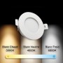 Spot LED encastrable rond étanche CCT réglable sur 3 températures différentes de 3000-6500ºK - 7W - IP44 - Coupe Ø 68-75mm
