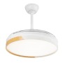 Ventilateur de Plafond LED Blanc/Hêtre 72W 7200LM CCT DC Ultra Silencieux avec Télécommande et Lames Rétractables Été-Hiver
