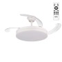 Ventilateur Bayomo 59 W 6980 lm blanc à 4 pales pliables, 34,5/42 x 50/Ø107, 3 couleurs. Télécommande + Variateur