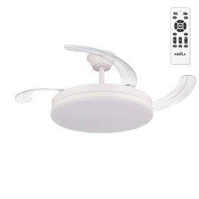 Ventilateur Bayomo 59 W 6980 lm blanc à 4 pales pliables, 34,5/42 x 50/Ø107, 3 couleurs. Télécommande + Variateur