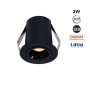 Spot LED encastrable rond 2W - Puce Osram - UGR18 - Coupe Ø 25mm - Noir - Blanc Chaud 2700K