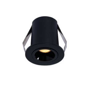 Spot LED encastrable rond 2W - Puce Osram - UGR18 - Coupe Ø 25mm - Noir - Blanc Chaud 2700K