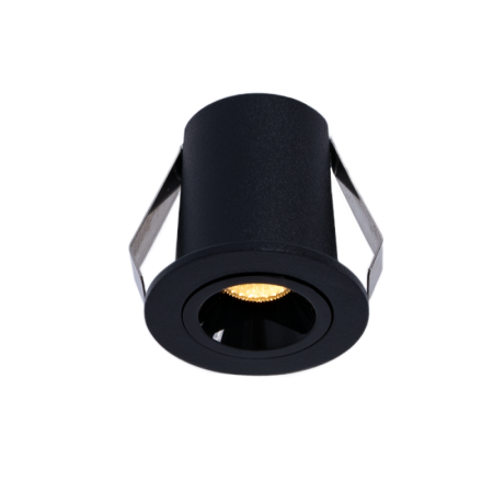 Spot LED encastrable rond 2W - Puce Osram - UGR18 - Coupe Ø 25mm - Noir - Blanc Chaud 2700K