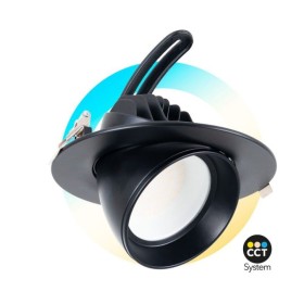 Spot LED encastré rond orientable 38W - CCT réglable sur 3 températures différentes de 3000-5700ºK - Noir - 120° Driver LIFUD