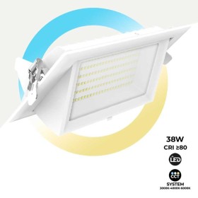 Spot LED directionnel rectangulaire CCT réglable sur 3 températures différentes de 3000-6000ºK - 38W - Blanc - 120° Driver LIFUD