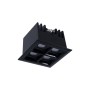 Spot LED encastrable carré 8W - 4 lumières - UGR18 - IRC90 - Puce OSRAM - Noir
