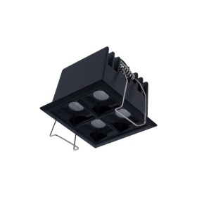 Spot LED encastrable carré 8W - 4 lumières - UGR18 - IRC90 - Puce OSRAM - Noir