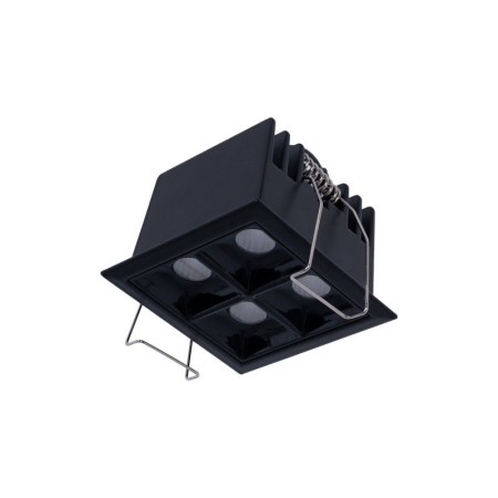 Spot LED encastrable carré 8W - 4 lumières - UGR18 - IRC90 - Puce OSRAM - Noir